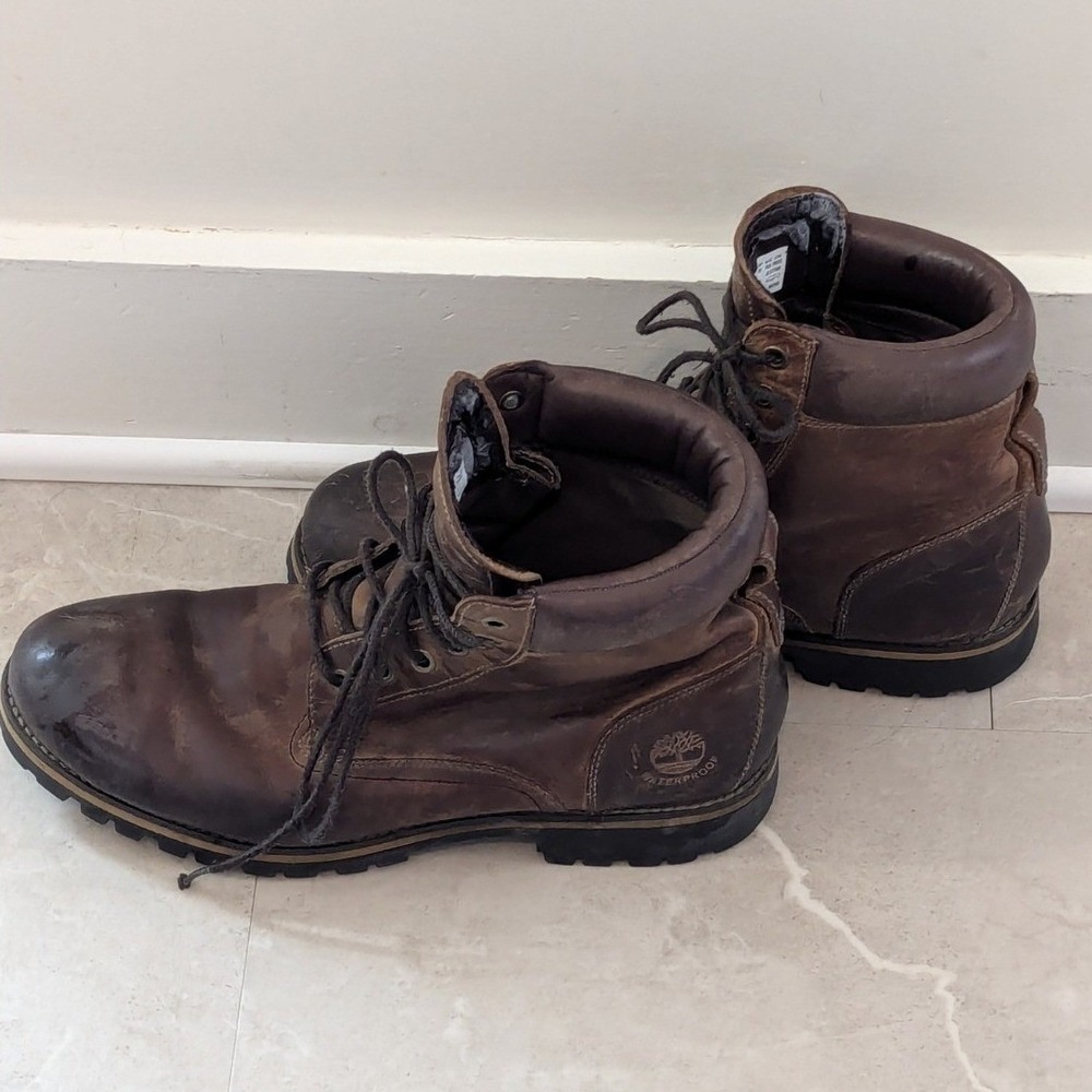 Timberland Waterproof Leather Work Boots Brown Lace Up Mens 11 Gorpcore Street